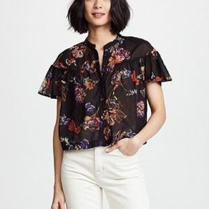 Free People Sweet Escape Crop Floral Cotton Blouse